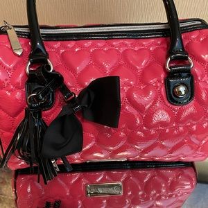 Betsey Johnson NWT pink and black patent bag.